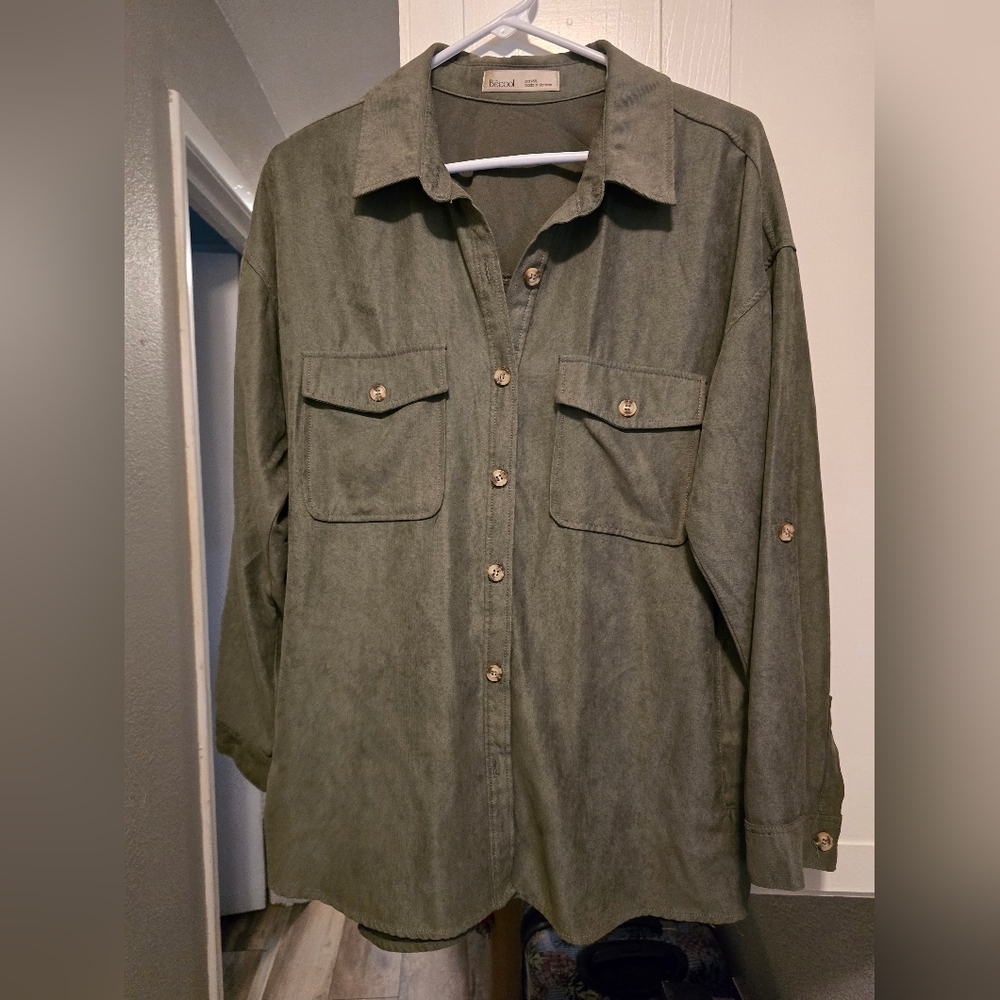 Olive Green Button Down